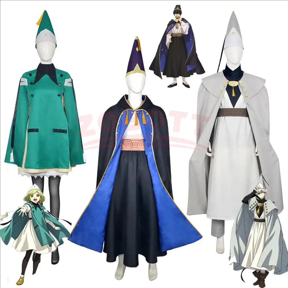 Anime Magician Style Cosplay Uniform Qifrey Coco Robe Cloak Belt Pointed Hat Halloween Carnival Cosplay Fancy Dress Wear
