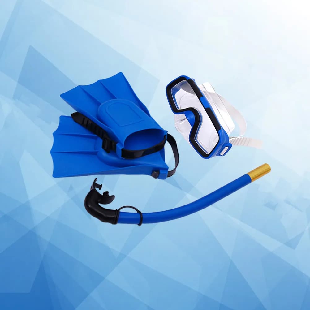 Set Snorkeling Tre Pezzi: Maschera Subacquea, Boccaglio e Pinne da Nuoto Traspiranti, Misura 30-35