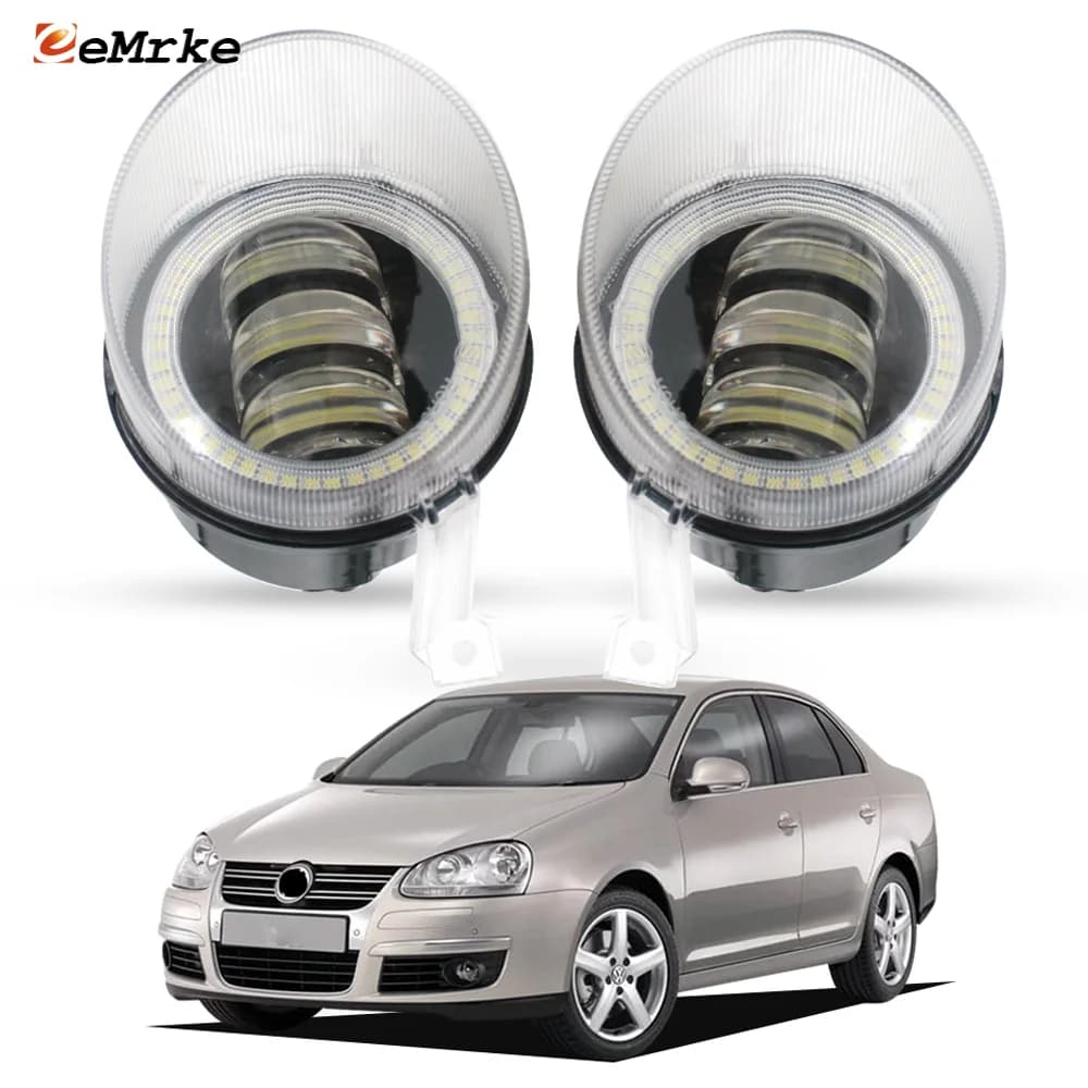Coppia luci fendinebbia a LED Angel Eye DRL lente luce di marcia diurna faro per Volkswagen Jetta A5 berlina Golf 5 variante Jetta Wagon