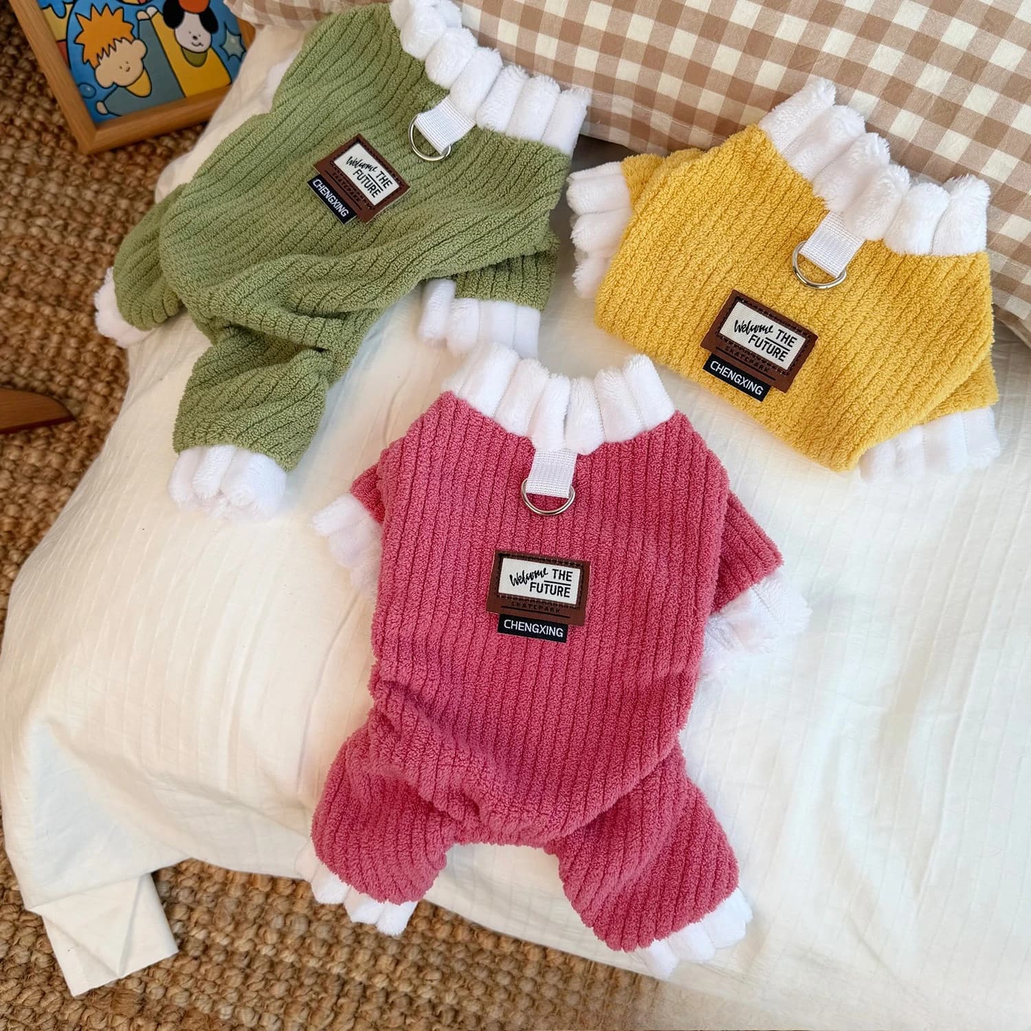 Tuta Calda in Peluche per Animali Domestici Autunno-Inverno, Cappotto per Gatti e Cani, Pigiama per Cani di Piccola Taglia