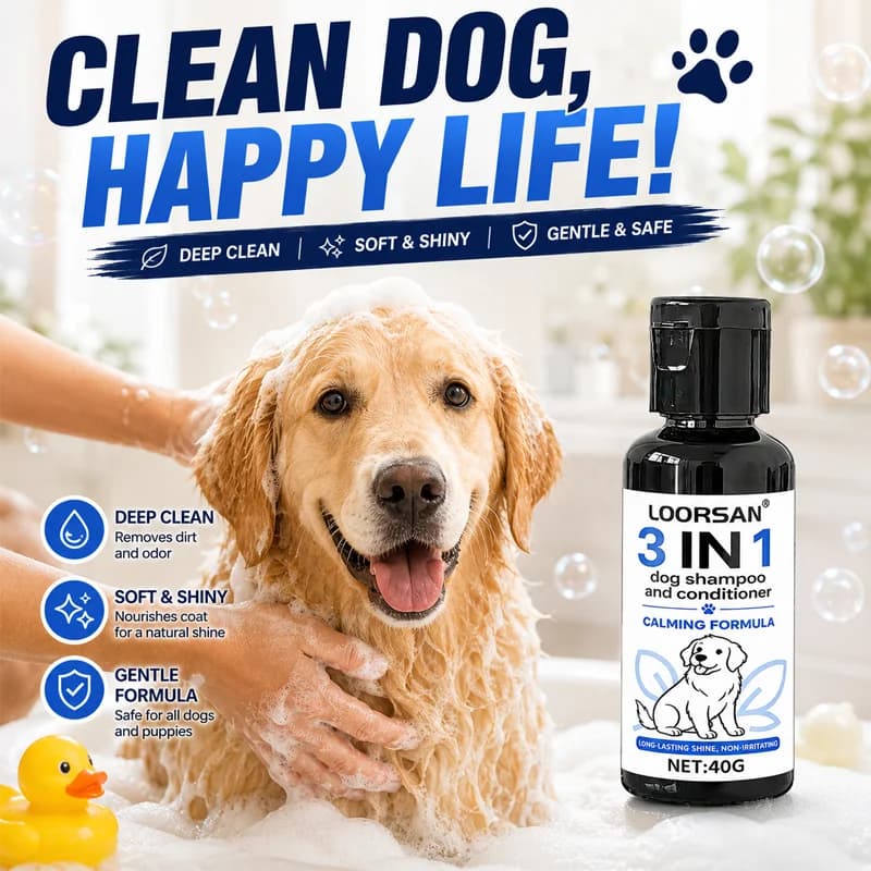 LOORSAN Dog Shampoo 3 In 1 Deep Cleaning Odor Control Gentle Coat Care Pet Wash For Dogs Sensitive Skin Grooming 40G/100G