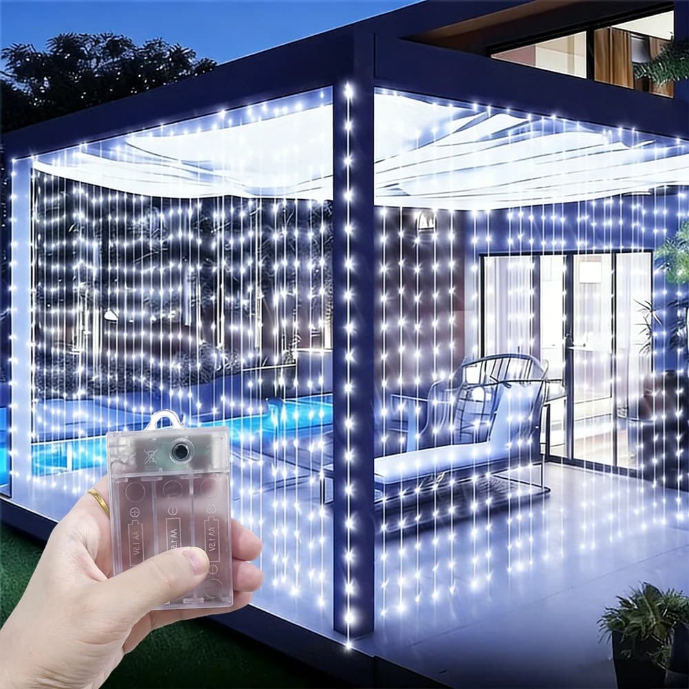 Luci a tenda LED a batteria per esterni, 2026, per San Valentino, Eid Mubarak, Ramadan, decorazione camera da letto e casa