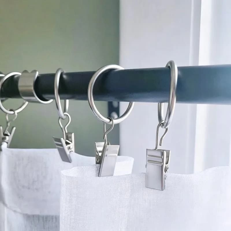 77 pcs 25mm Window Panel Clips, Sturdy Metal Ring, Home Decoration Hanging Living Room Drapery, Rust Resistant Finish