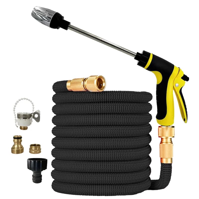 High Pressure Magic Retractable Garden Pipe with Long Spray Gun for Cleaning and Washing Auto, Ideal for Irrigation Flowers