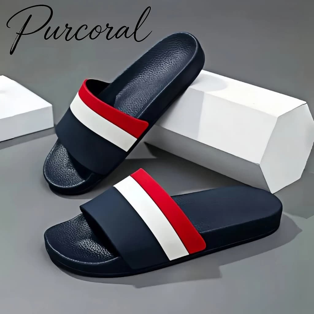 Purcoral 2026 Nuovi Sandali a Strisce per Donna, Nero Rosso Bianco, Antiscivolo, Casual, Ciabatte Estive per Spiaggia e Piscina
