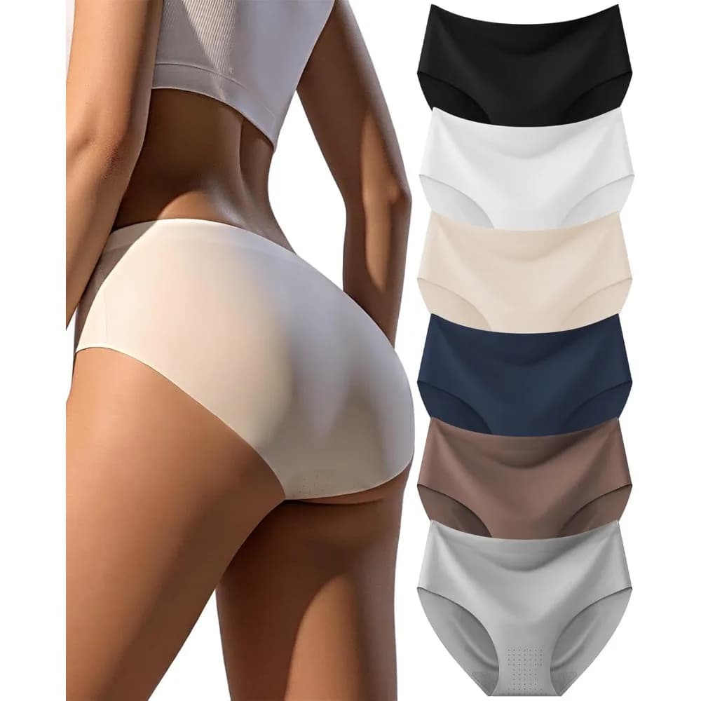 Mutandine da donna senza cuciture, modello hipster, traspiranti, invisibili, a copertura totale, elasticizzate, confezione da 6