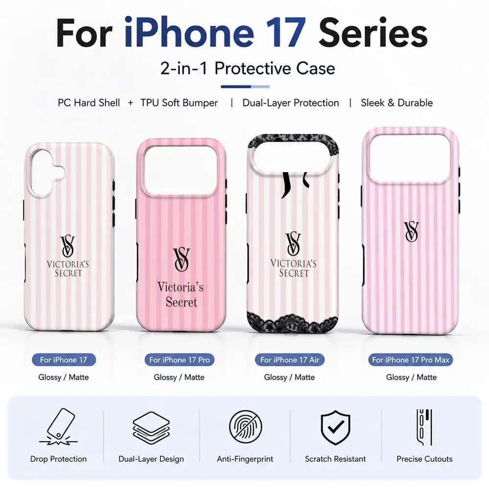 Cool V-Victoria's Secret Phone Case Film Material 2-in-1 Shell FOR IPhone 17 16 15 14 12 17Air 16e 13 Pro MAX 16Plus Cover
