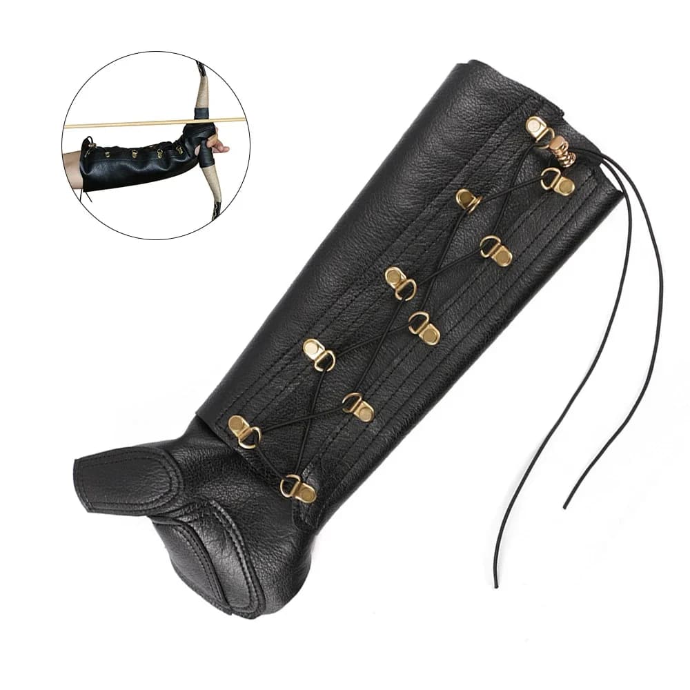 Tiro con l'arco Arm Guard Bow Safety imitazione protettiva mucca per la caccia all'aperto per arco ricurvo da caccia per adulti