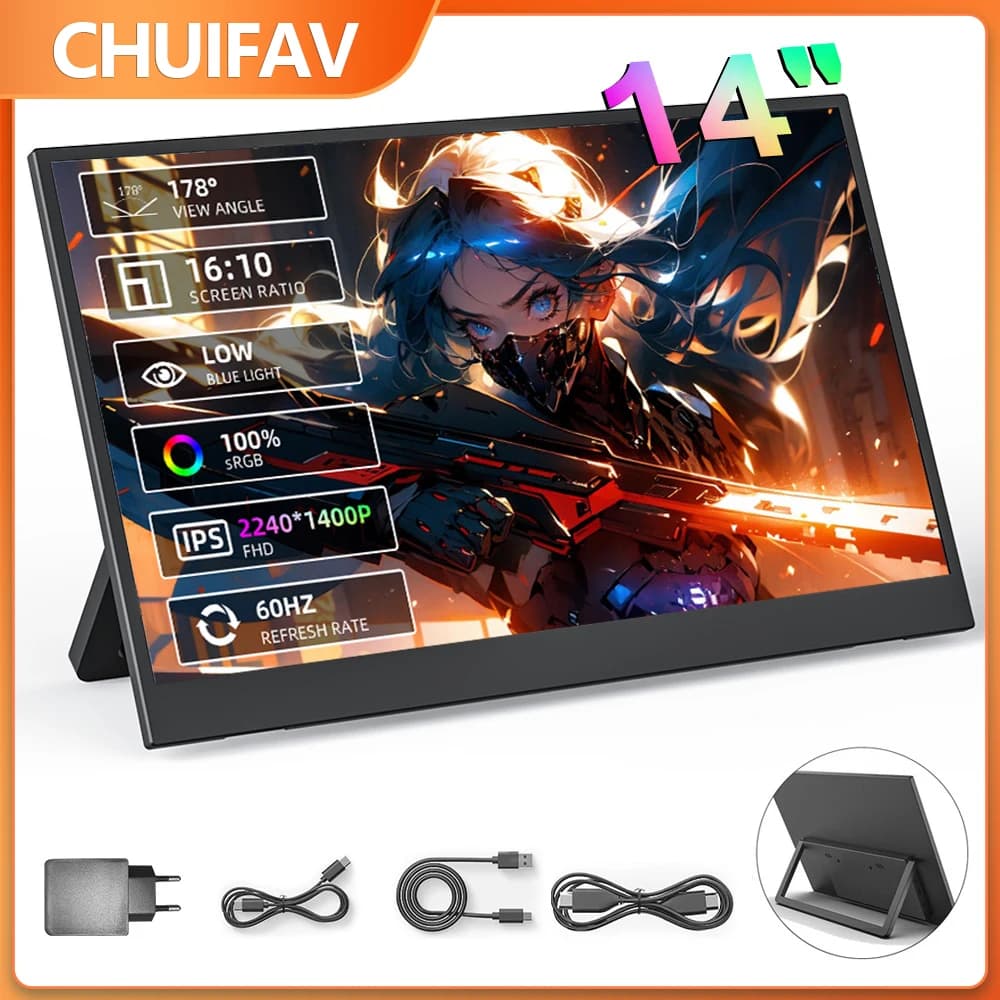 Monitor Portatile con Risoluzione 2560*1600 per Notebook, Laptop, PC, Nintendo Switch, PS4, Xbox Series S, Steam Deck - Accessori per Gaming