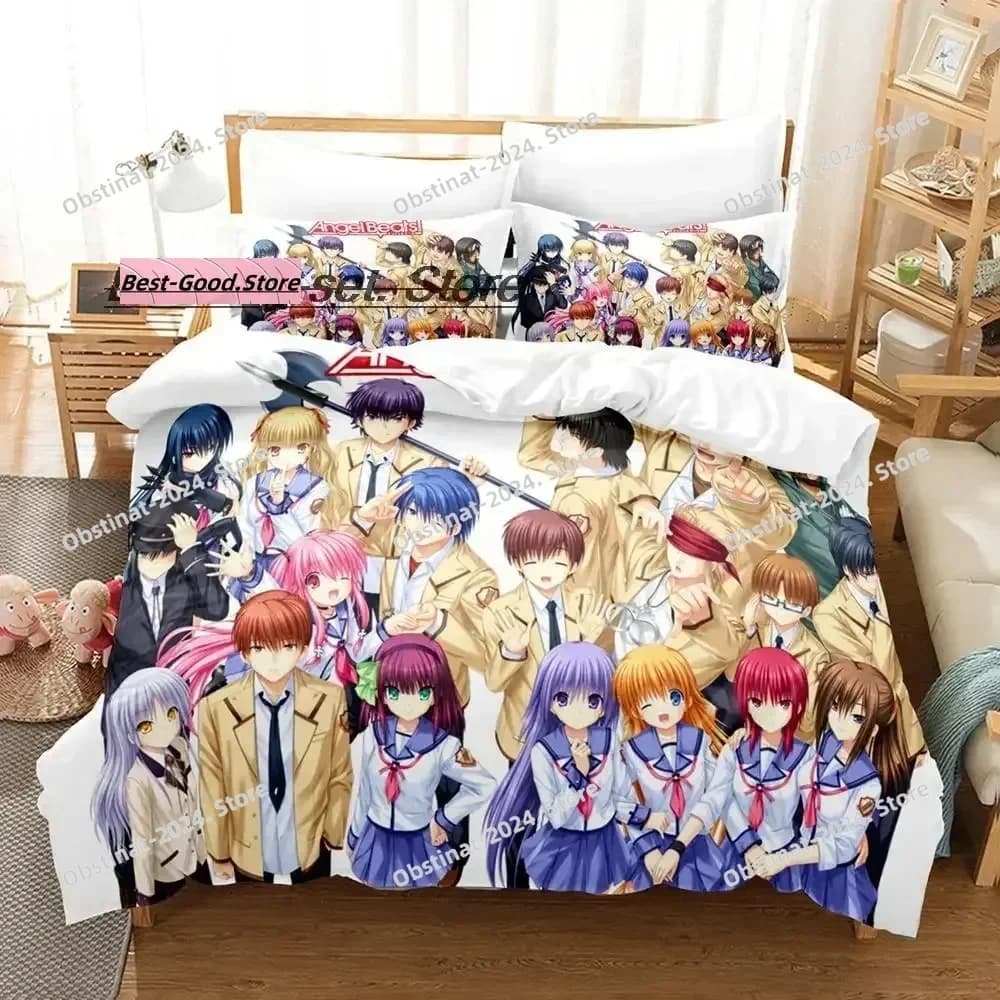 Top 2023 Angel Beats Set biancheria da letto Copripiumino Completo Queen King Size Federa Letto Stampato Set letto Aldult Camera da letto per bambini Singolo Twin