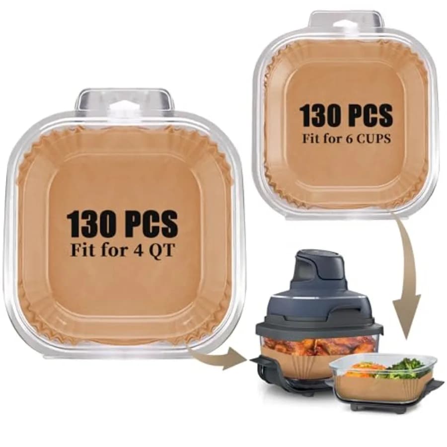 Air Fryer Liners Disposable for Ninja Crispi, 260 PCS Parchment Paper for Ninja Crispi 4-in-1 Portable Glass Air Fryer Cooking