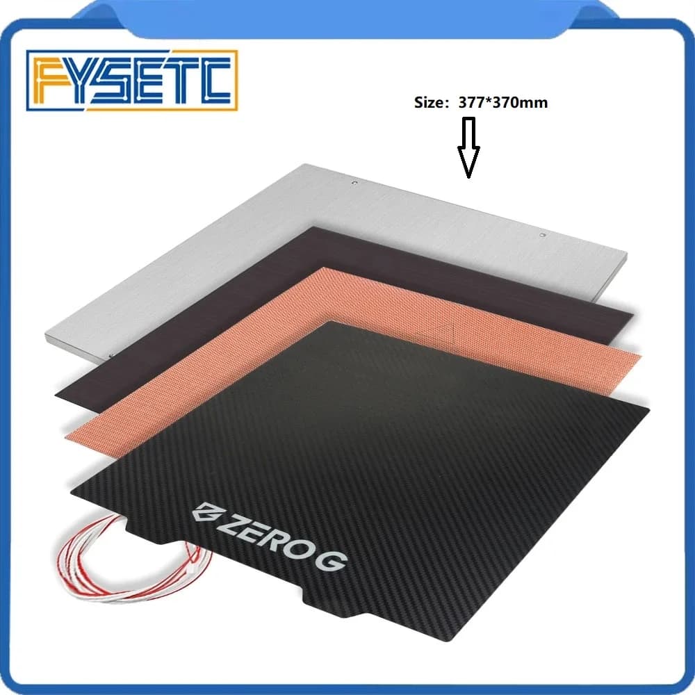 FYSETC 377*370mm JANUS BPS-PET lamiera di acciaio con piastra metallica Mic6 letto termico in Silicone e adesivo magnetico per ZEROG