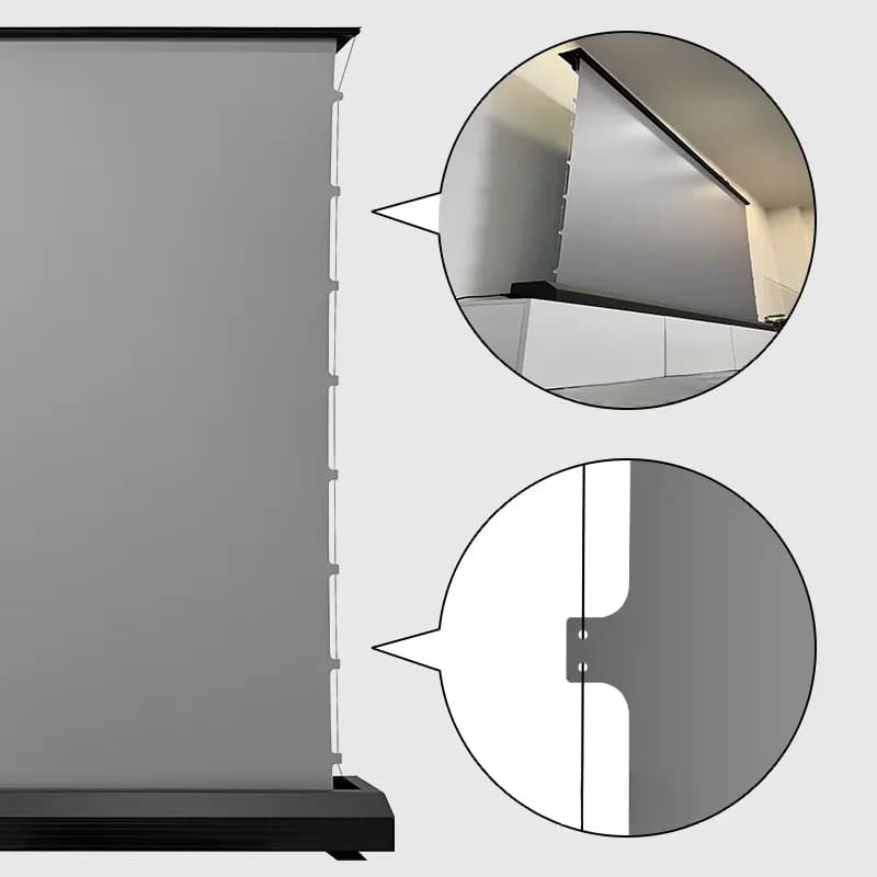 Smart Control ALR Motorized Tension Floor Rising Projector Screen Obsidian Long Throw Ambient Light Rejecting Projection Cloth