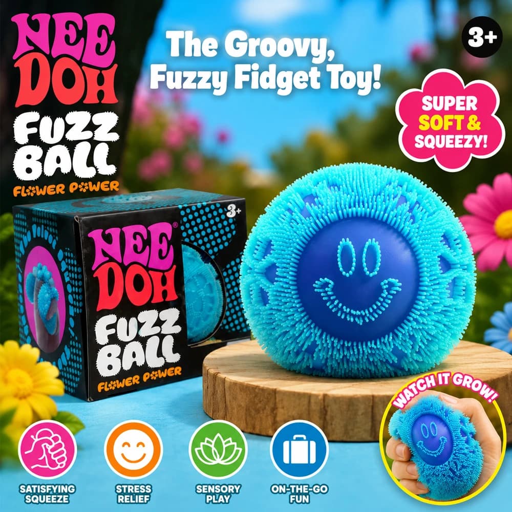 Nee Doh Fuzz Ball Wonder Waves, Giocattolo Sensoriale Antistress Testurizzato per Adulti e Bambini