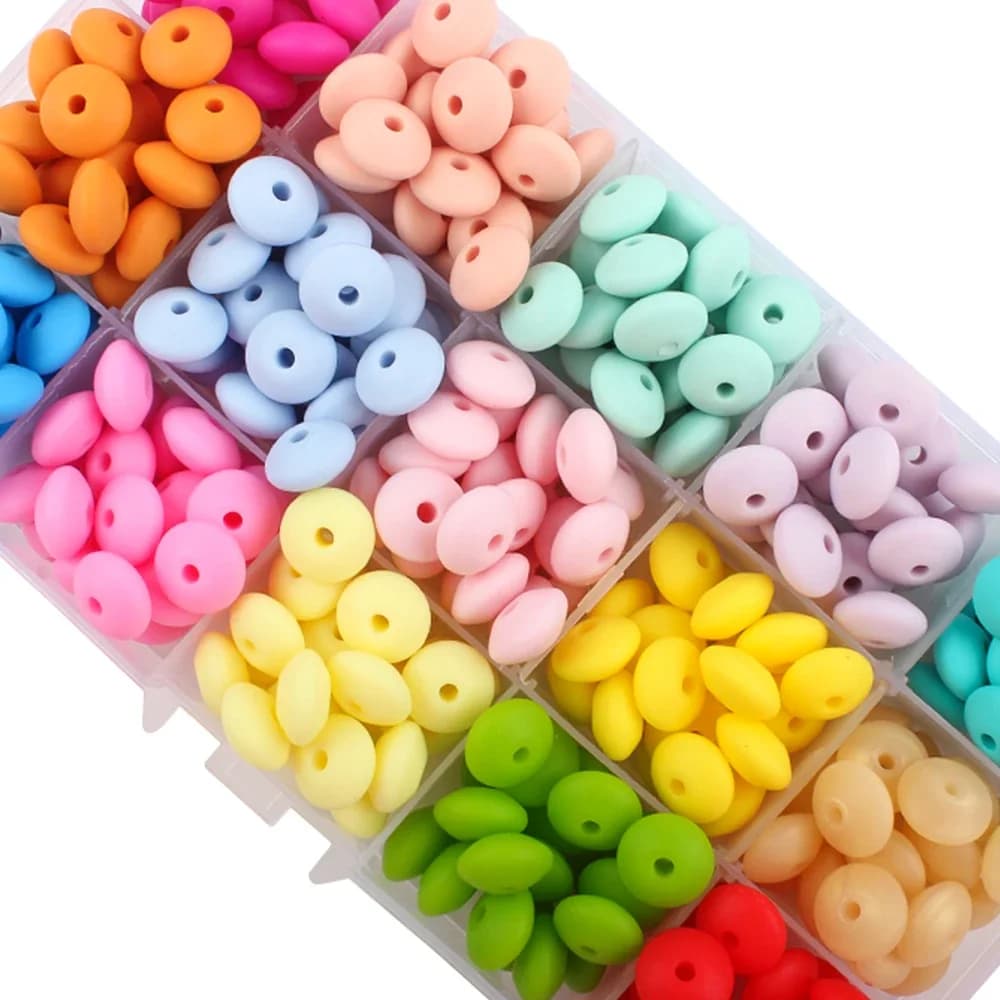 50/100 pcs Silicone Lentil Beads 12mm Abaco Branelli Focale Trained FAI Necklace by TE Bracelet Keychain Accessories For Jewelry Production