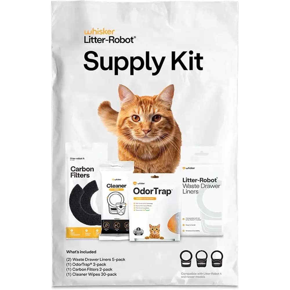 Kit Lettiera Autopulente: 30 Salviette, 10 Sacchetti, 3 Pacchetti per il Controllo degli Odori, 2 Filtri al Carbone