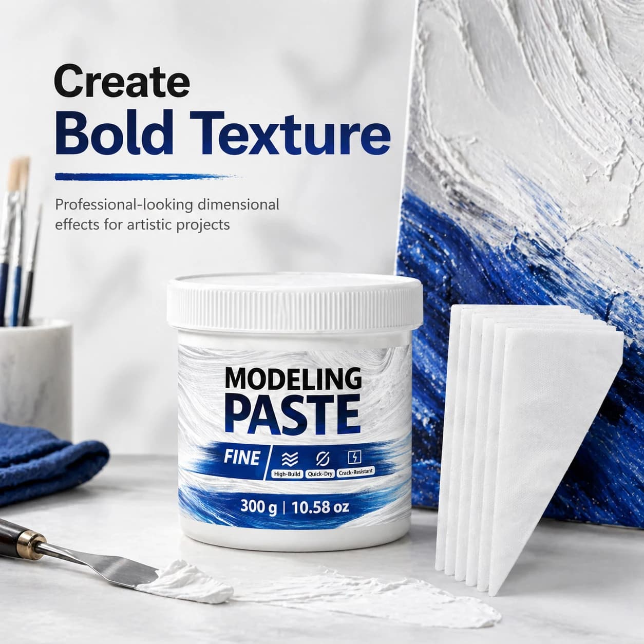 Acrylic Texture Molding Paste Set , 300g Sculpting Paste Kit for 3D Texture, Oil Painting Effects, Crafts and Art Projects