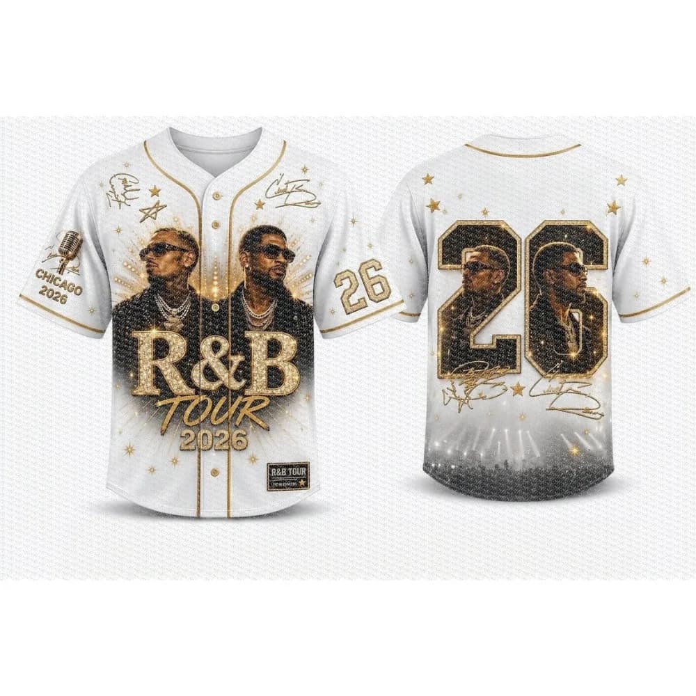 R&B Tour Umbilical Football Shirt, Usher_Chris_Brown Style T-shirt, Concert Costume, R&B Fan Gift,Trendy Baseball Uniform