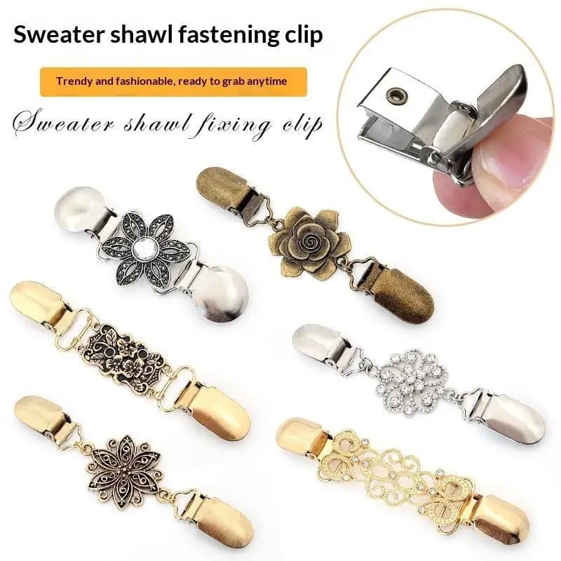 1PC Vintage Waist Cinch Clip No Hole Needed Collar Clip for Tighten Dress Pant Skirt Shawl Cardigan