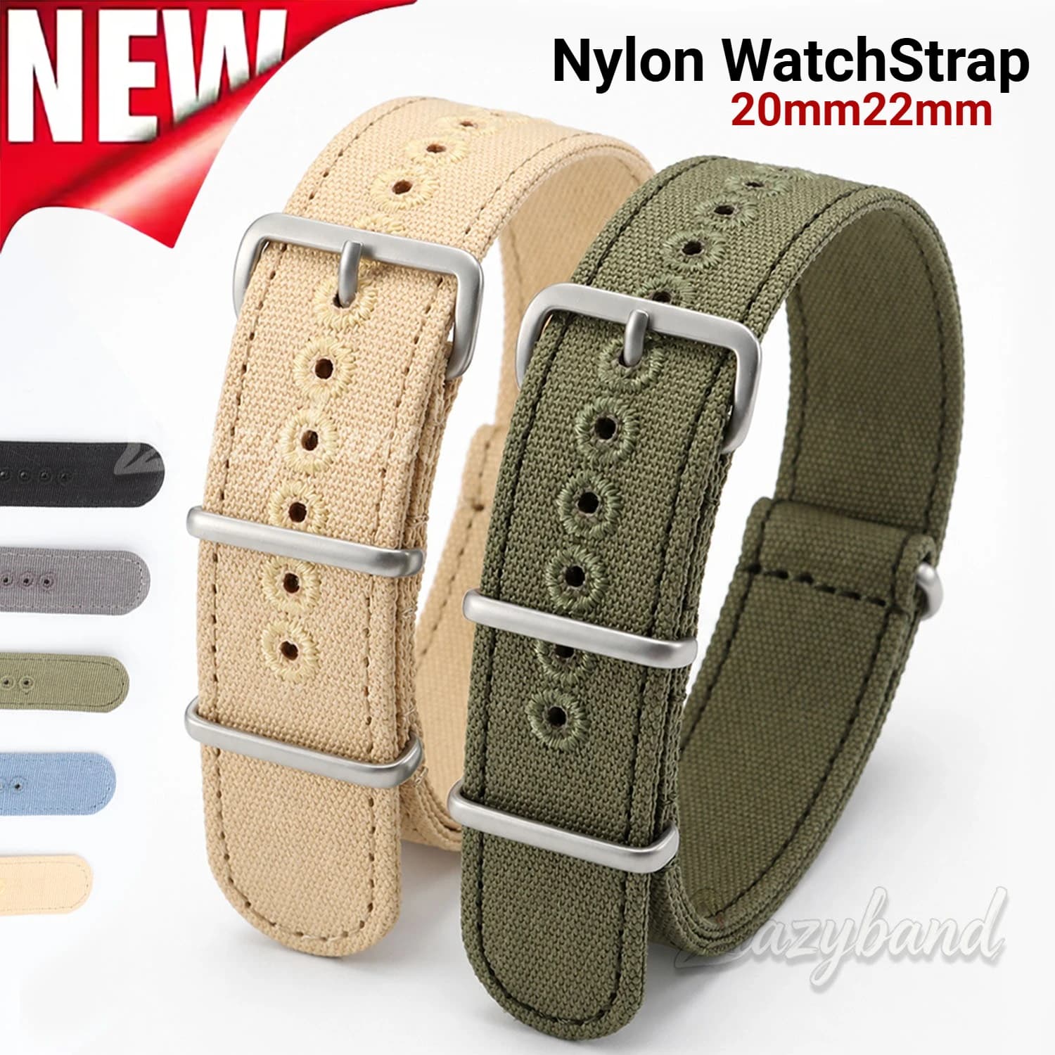 20mm22mm Nylon Canvas Watch Strap for Seiko for Rolex Watchband High Quality Universal Black Green Women Men Sport Soft Bracelet