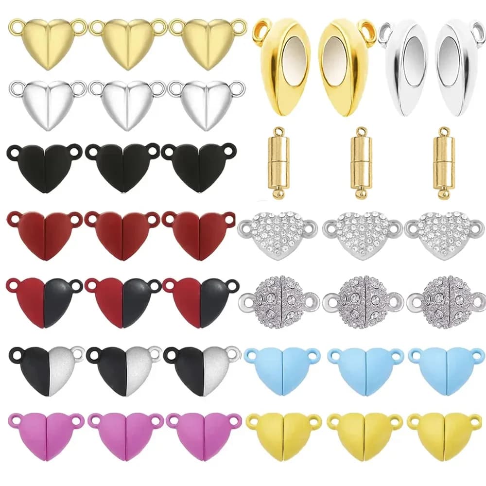 5pair Heart Magnet Connector Clasp End Connector Magnetic Charms Pendant For Jewelry Making Clasps Couple Diy Bracelet Necklace