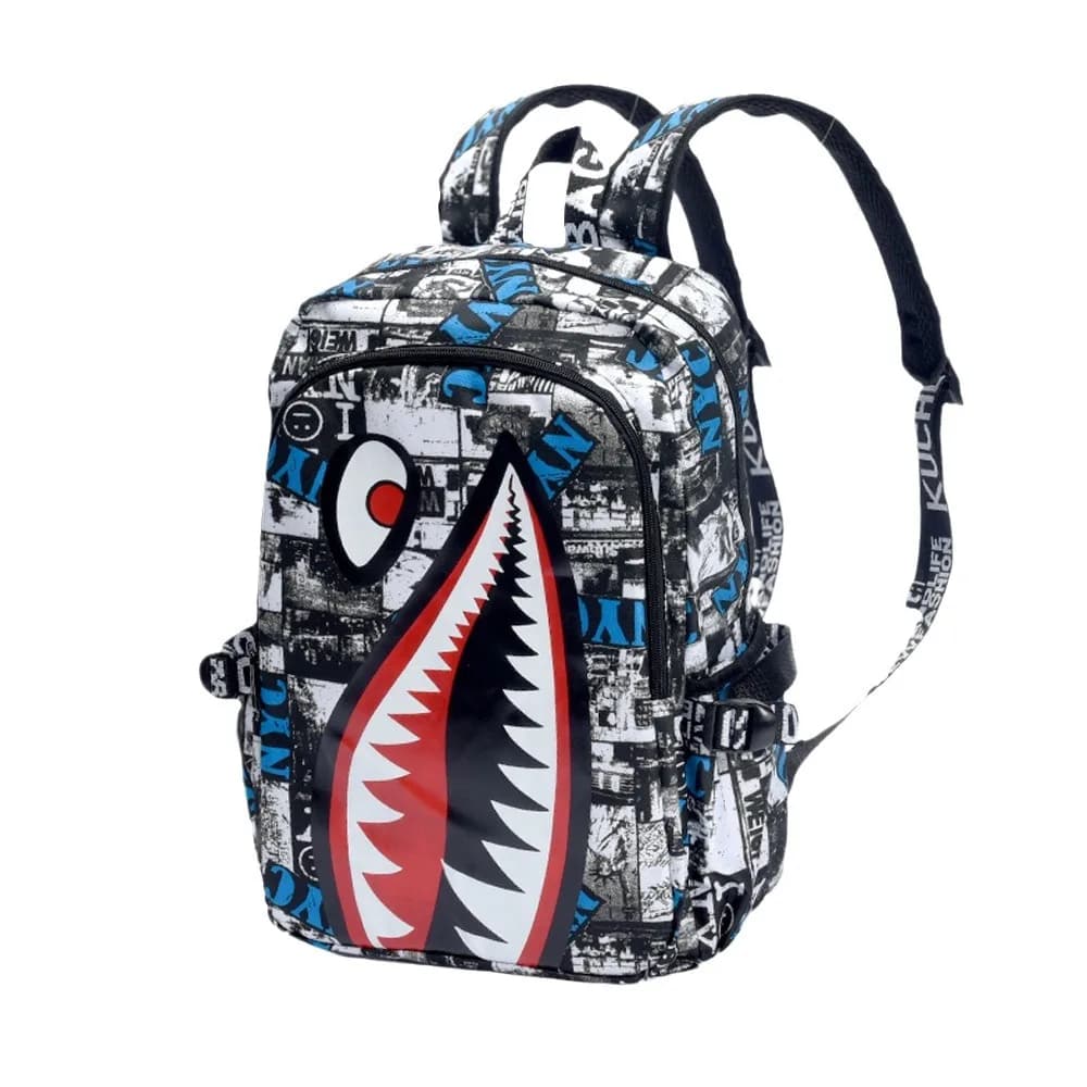 Borsa da scuola bianca nera Zaino casual unisex Borsa da donna leggera Borsa da scuola Designer Shark Borsa da scuola per ragazze adolescenti Ragazzi College