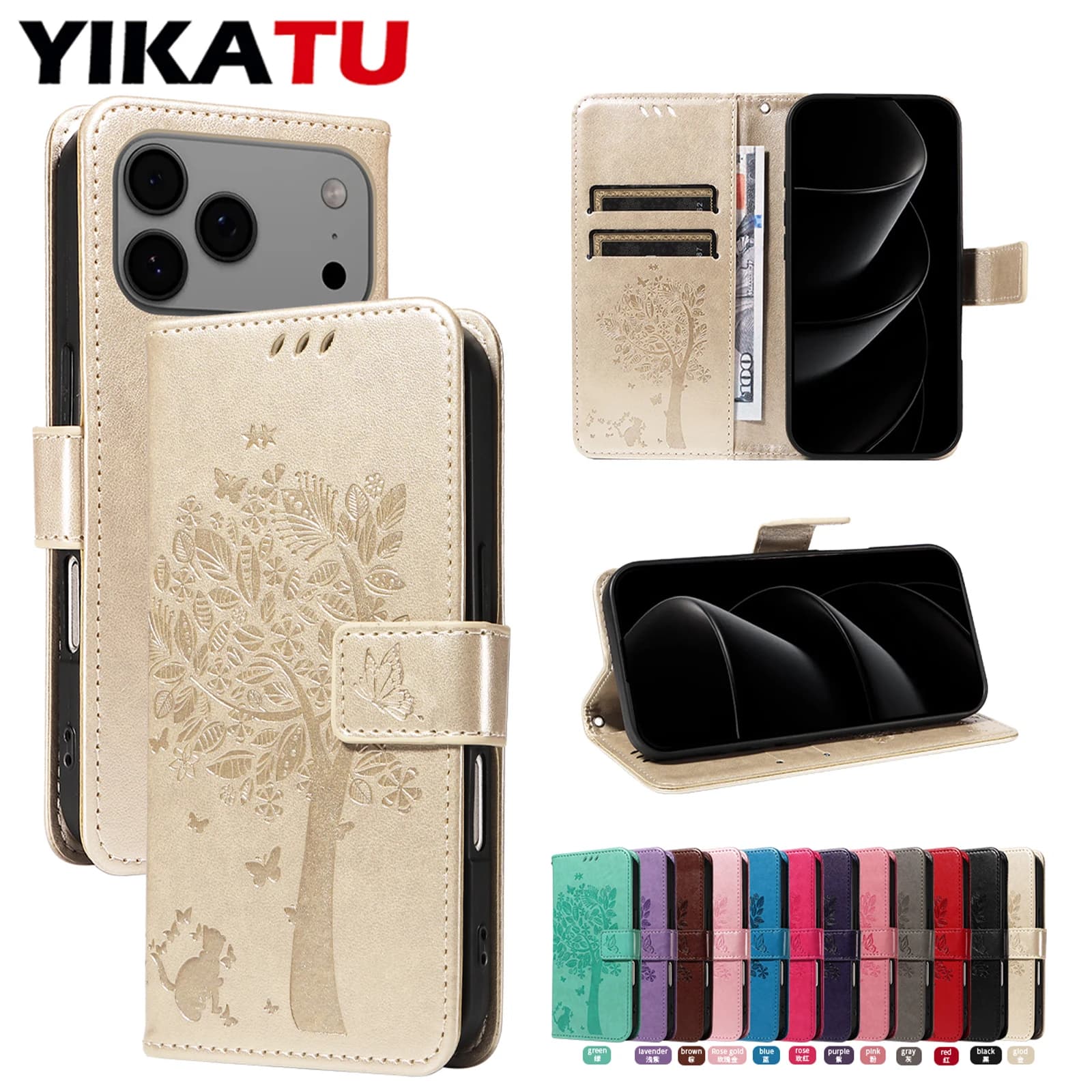 Custodia per telefono a portafoglio con vibrazione in pelle magnetica per iPhone 13 Mini 14 15 Plus 16 16E 17 Pro Max Custodia multifunzionale per slot per schede