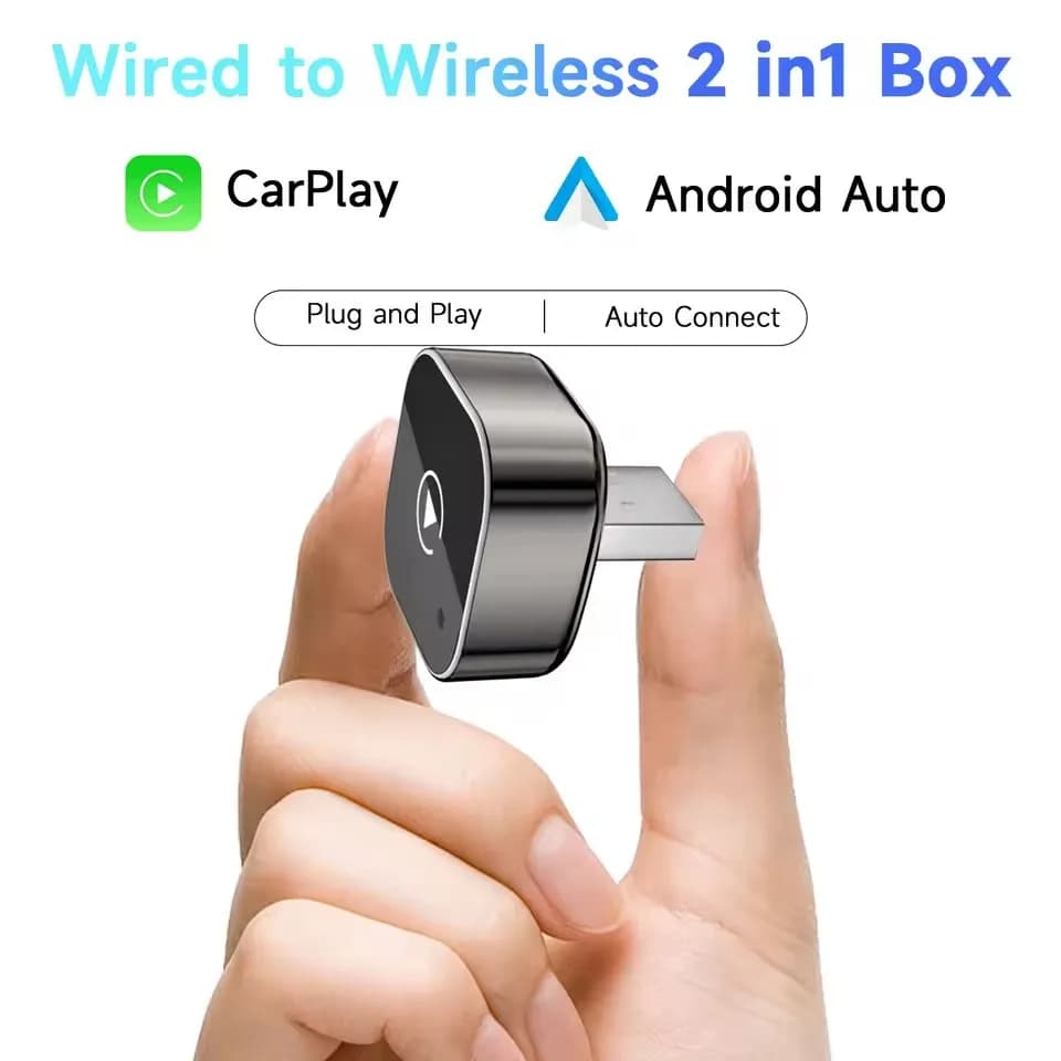Universal Mini Wireless CarPlay Android Auto Adapter Plug & Play USB Dongle for VW Toyota Nissan Honda Ford Benz And More