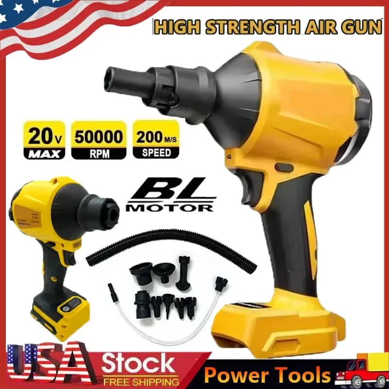 Soffiatore Elettrico Senza Fili Compatibile con Batteria Dewalt 20V, Macchina per Spolverare Brushless, Ventilatore Portatile