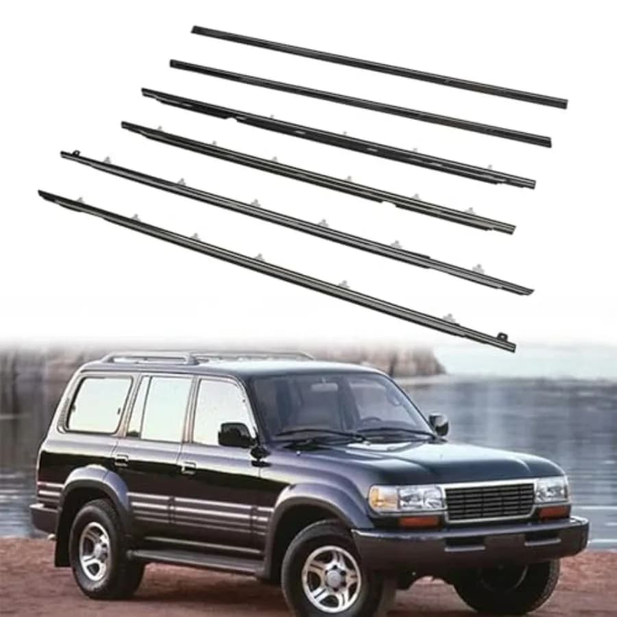 Set di 6 Guarnizioni Esterne per Finestrini Auto, Compatibili con Toyota Lexus Land Cruiser LX450 1991-1997, Nere e Resistenti