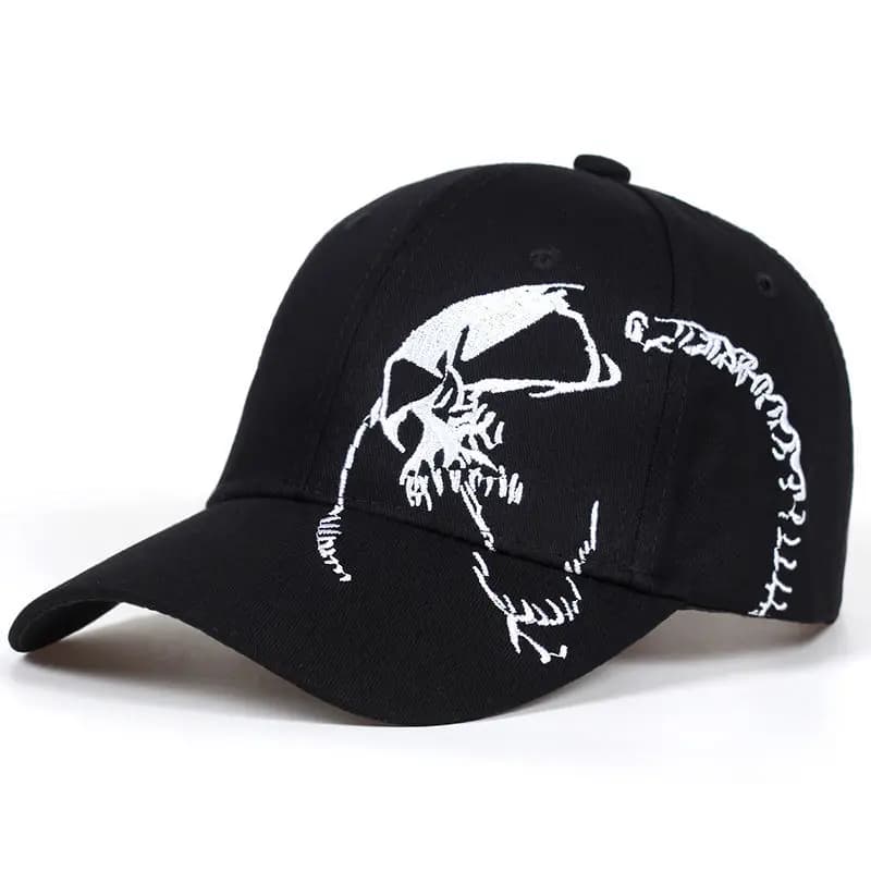 Cappellini da Baseball Unisex con Ricamo Laterale a Teschio, Regolabili per Primavera e Autunno, Cappelli Casual da Pesca e Protezione Solare