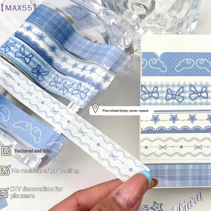 【MAX-55】2/3Pcs Wing Bow Grid Themed Tape Set Cute Patterns Perfect For Journaling Scrapbooking DIY Crafts Decoration Tape Roll