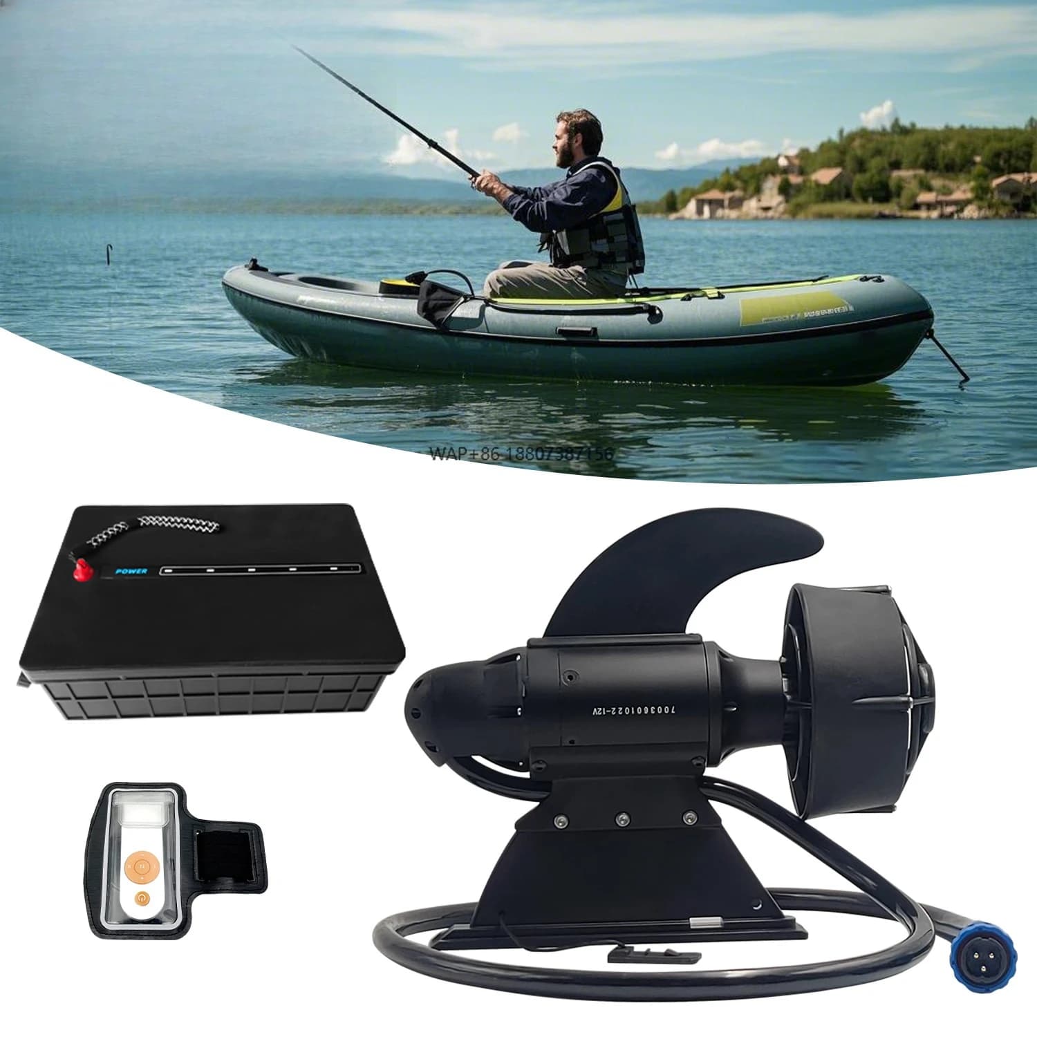 9 km/h Gonfiabile Pesca Kayak Propulsore Subacqueo Paddle Board Pancia Barca SUP Accessori Pinna Elettrica Impermeabile