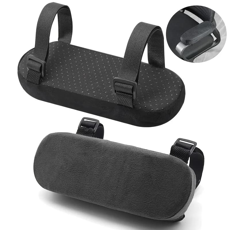 Cuscini per braccioli per sedia da ufficio 2 pezzi - Cuscini ergonomici per gomiti con design perforato traspirante, cinghie regolabili e imbottitura morbida