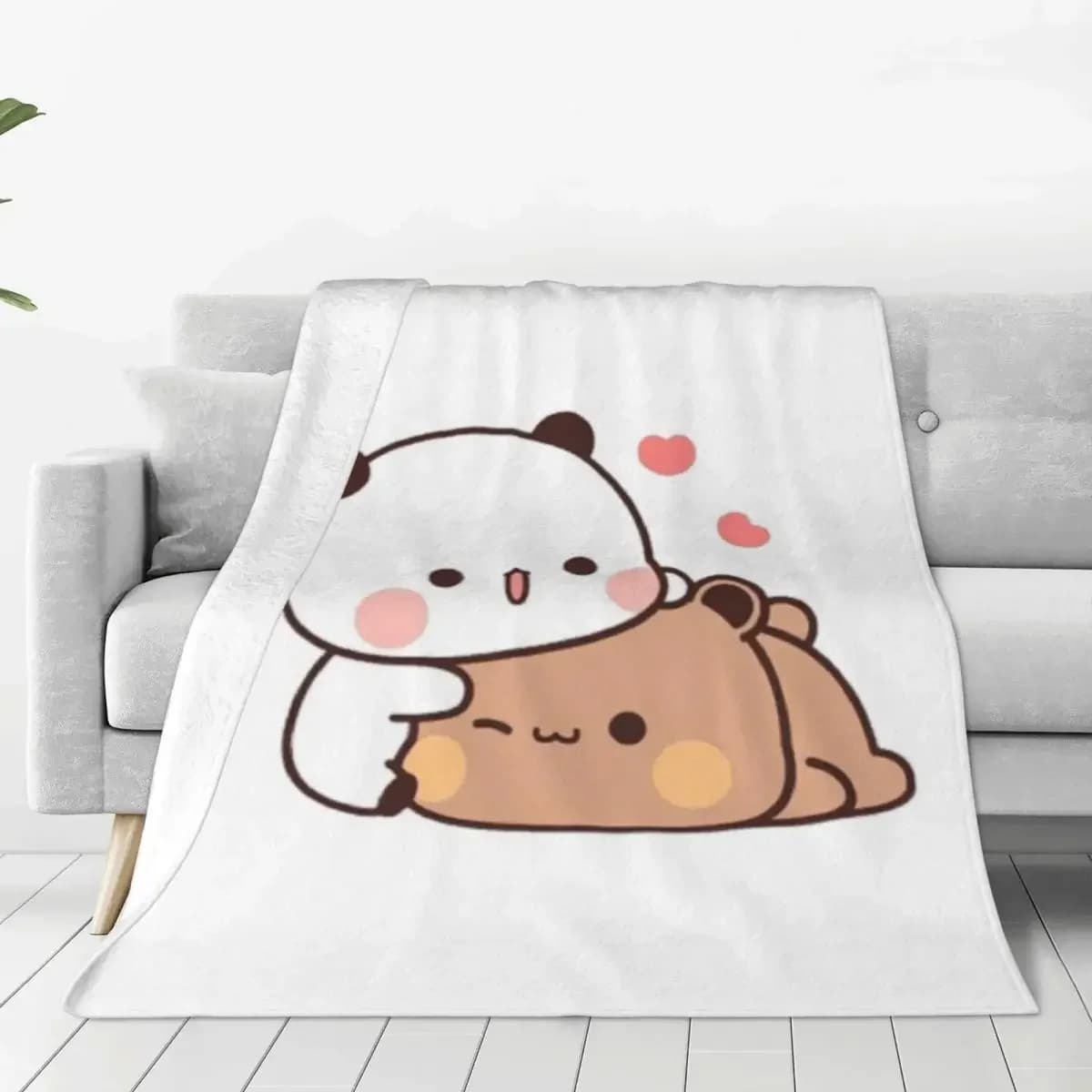 Coperta super morbida da viaggio per ufficio Bubu Dudu Coperta da tiro Amore Orso carino Copriletto in flanella Divano Sedia Divertente Copridivano