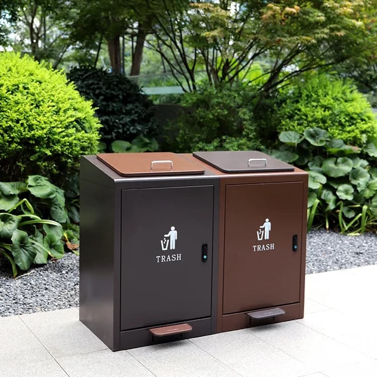 Trash can large large capacity outdoor outdoor sanitation public places foot pedal type square trash can with lid