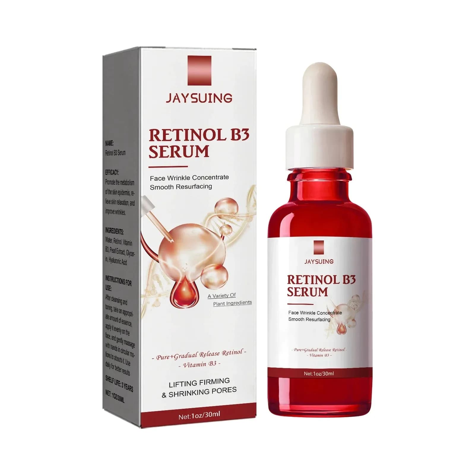 Rimuovere le rughe Essenza Anti-età Dissolvenza Linea sottile Lifting Rassodante Riparazione Liscio Idratante Nutrire Stringere Retinolo B3 Siero