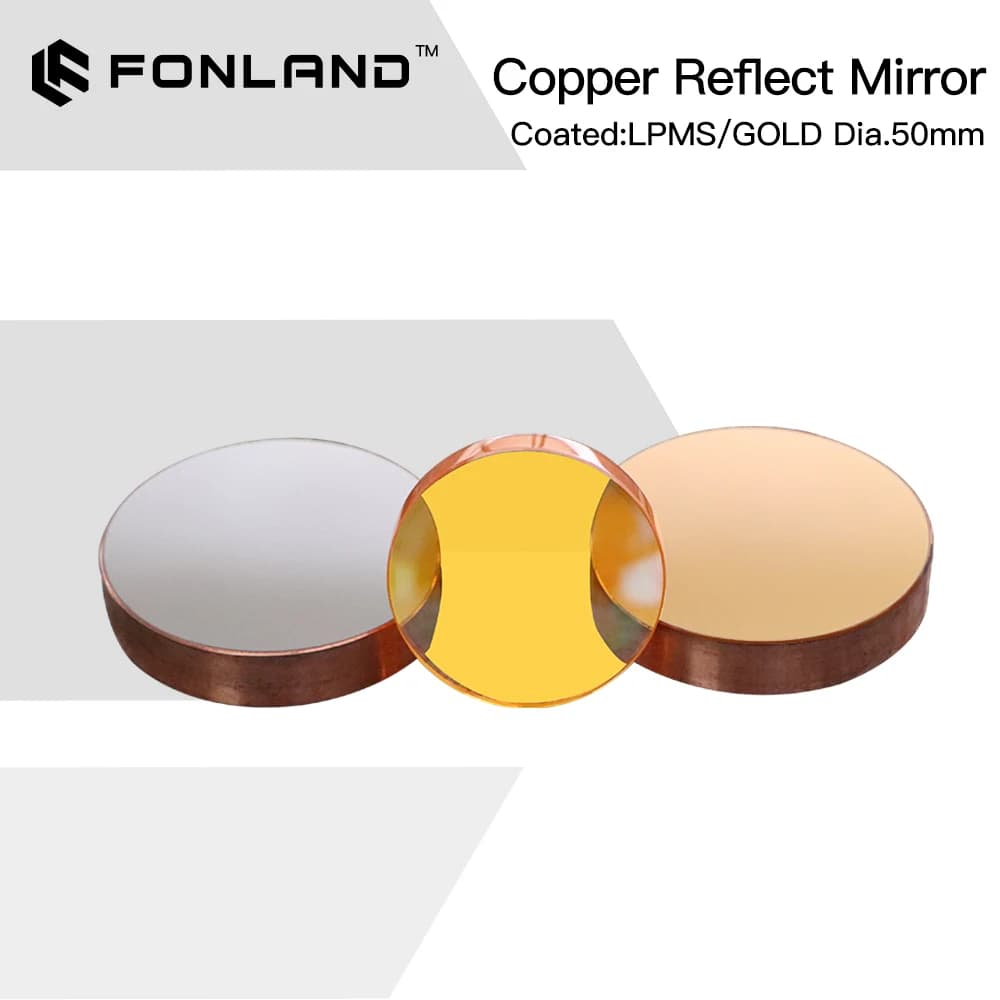 FONLAND Copper Reflect specchio rivestito in oro/LPMS Dia 50mm Cu specchio Laser per macchina per taglio e incisione Laser Co2
