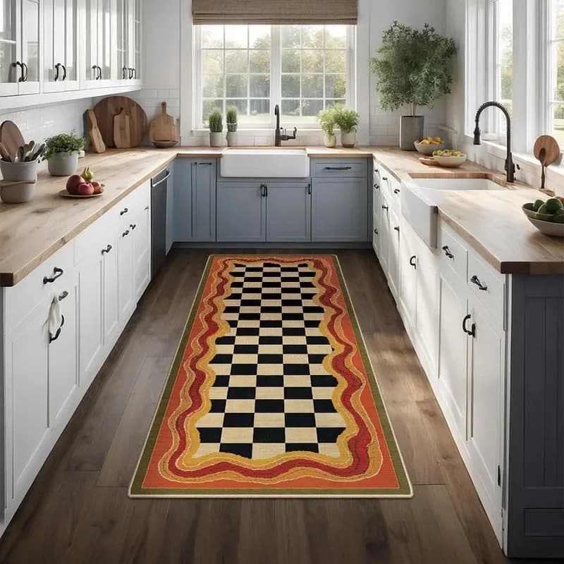 VIKAMA Colorful Spice Collection Non-Slip Kitchen Rug Set Washable Low-Pile Pet-Friendly Floor Mats for Entry Hallway