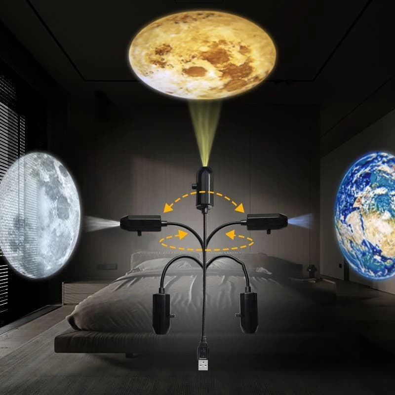 Nuovo! Lampada Proiettore Planetario USB a Collegamento Diretto, Luci Atmosferiche per Halloween e Natale, Luce Notturna LED Creativa per Sfondo Camera da Letto