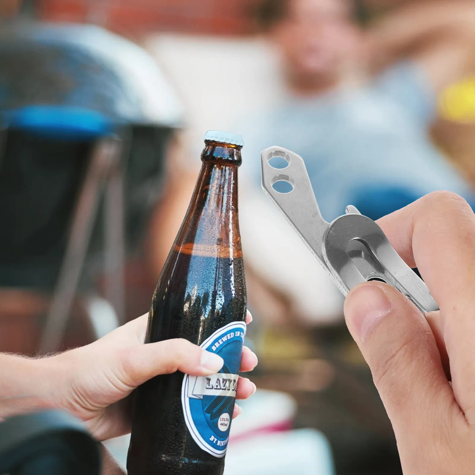 Apribottiglie in Acciaio Inossidabile con Portachiavi e Fermasoldi, Strumento da Campeggio 283x074 Pollici, Attrezzo Multiuso Portatile con Clip per Cintura