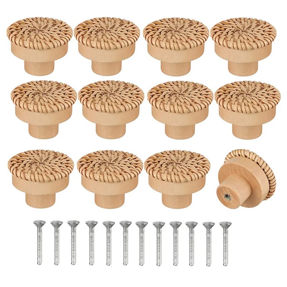 Maniglie in legno manopole per cassetti in Rattan di faggio maniglia per mobili per guardaroba maniglia per porta dell'armadio da cucina maniglie per comò ferramenta per mobili