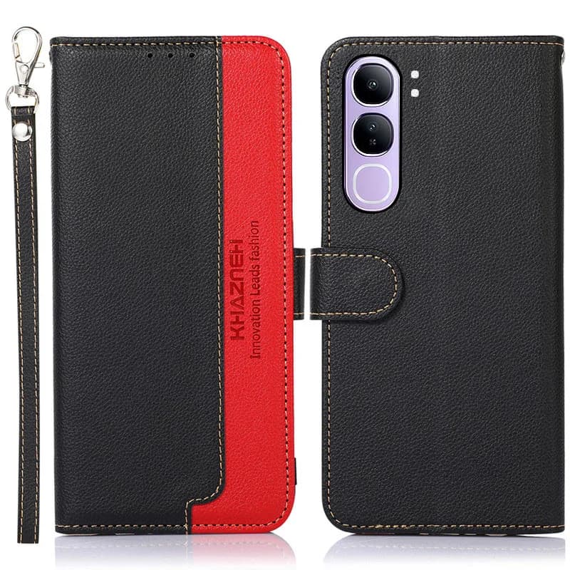 Custodia a portafoglio in pelle bicolore con chiusura magnetica RFID e slot per carte per Vivo V40 V30 Lite ME 4G IDN Pro SE V40e V30e
