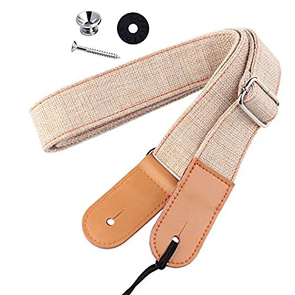 Tracolla per Ukulele in Cotone e Lino Stile Country, Beige, Regolabile, Comfort Ottimale per Ukulele Soprano, Concerto e Tenore