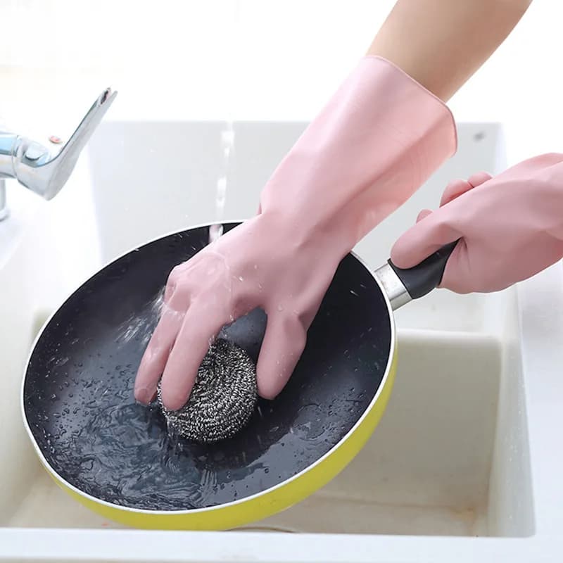 Guanti da cucina per lavare i piatti, ispessiti, durevoli, impermeabili, per la pulizia dei lavori domestici, guanti in lattice di gomma per lavanderia da donna # 3342