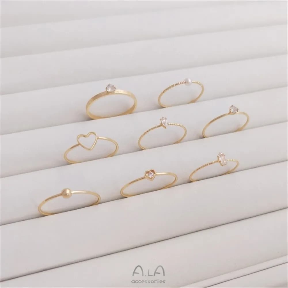 Anello con Coda Placcata in Oro e Zirconi Incastonati, Anello Semplice con Perla, Anello di Moda Leggero e Lussuoso
