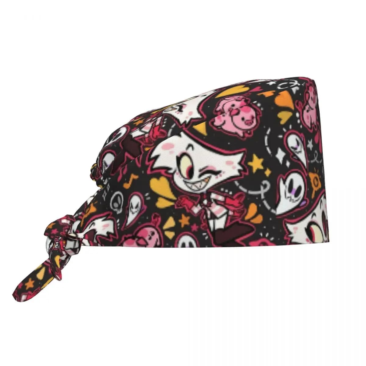 Berretti da lavoro per donne unisex Hazbin Hotel Cappelli da infermiera Cappellini per scrub regolabili Fasciatura alla moda con allacciatura sul retro Cappello medico