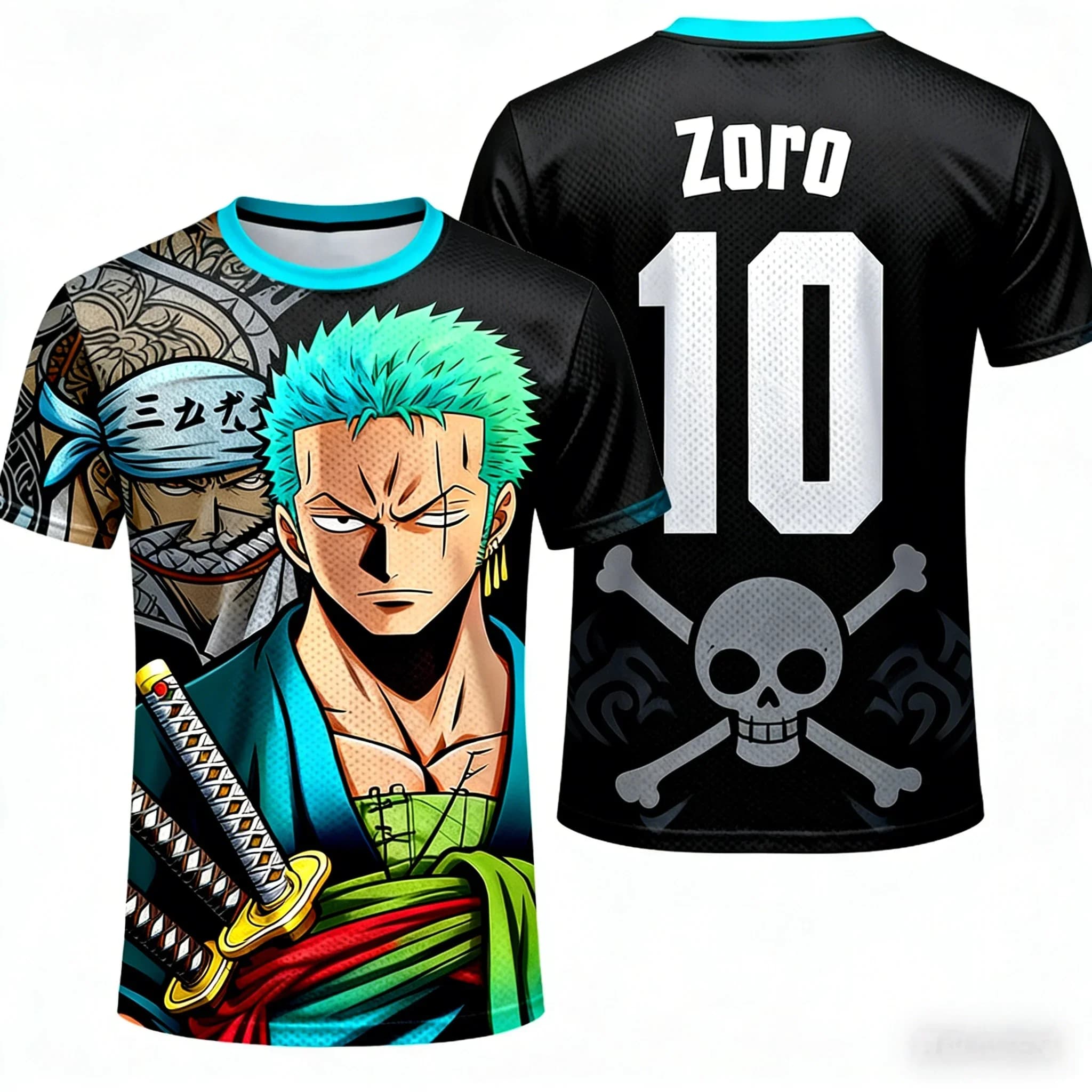 T-Shirt Anime One Piece da Uomo, Stampa Classica di Jinbe, Abbigliamento per Ragazzi e Ragazze, Maglia a Maniche Corte da Uomo, Casual e Leggera