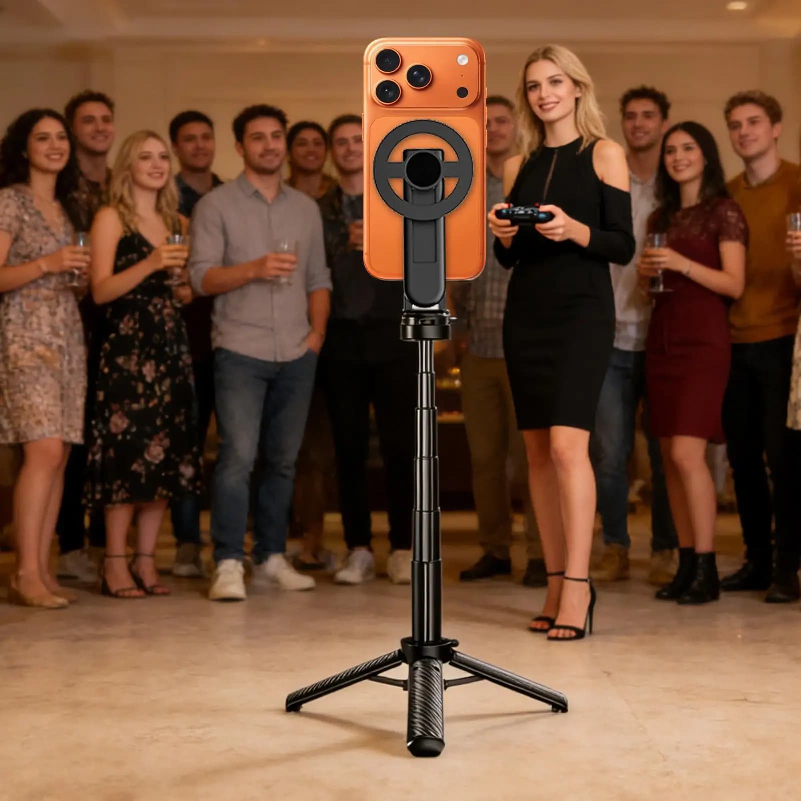 Bastone selfie per telefono Supporto a quattro gambe Bastone selfie magnetico portatile rotante per riprese di immagini video di registrazione in viaggio