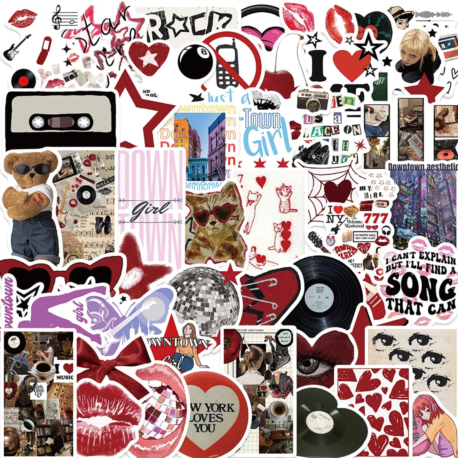 50/100 pezzi centro ragazze estetica Y2K graffiti adesivi fai da te telefono chitarra laptop notebook valigia tazza adesivo impermeabile giocattoli per bambini
